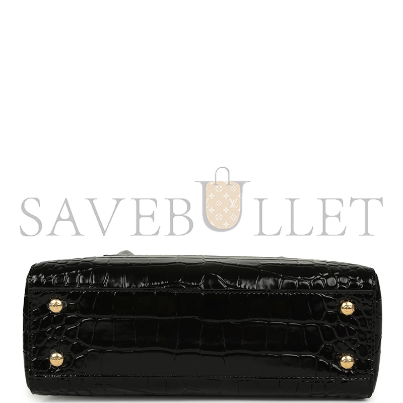 CHANEL MASTER MINI CERF SHOPPING BAG BLACK CROC EMBOSSED CALFSKIN GOLD HARDWARE (25*19*9cm)